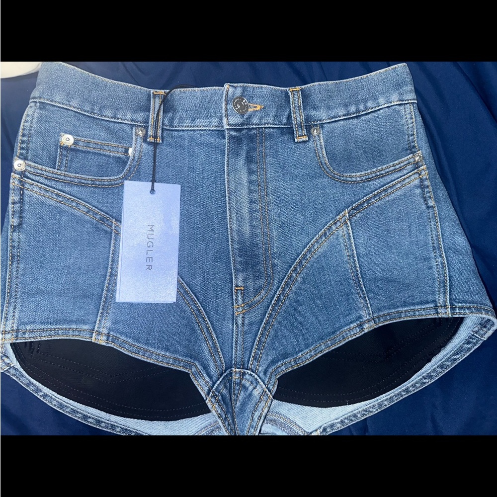 Mugler Blue Denim Shorts